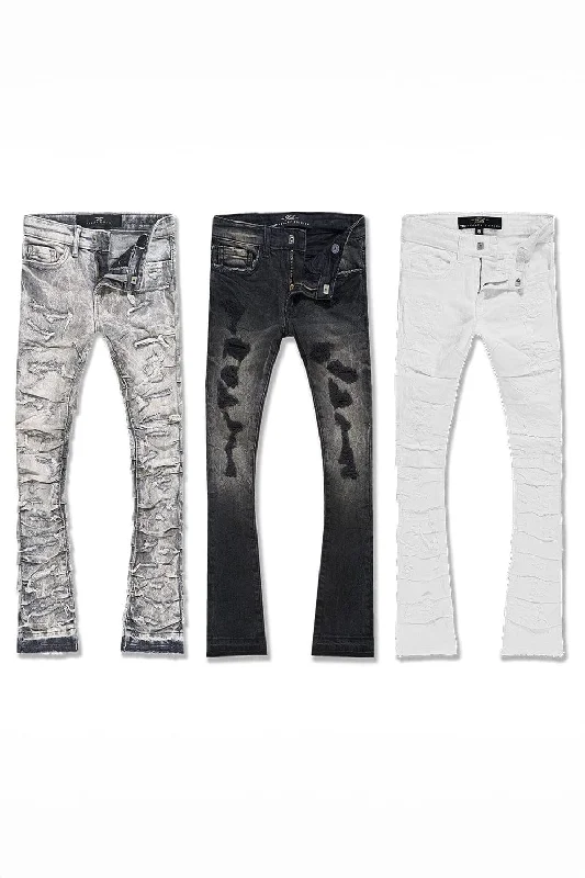 Jeans for Men with a Athletic BuildKids Stacked Denim 3 Pack Bundle (Monochrome)
