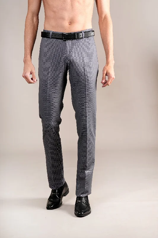 Versatile Men's ShortsMen's Grey Self Design Non-Pleated Formal Trouser
