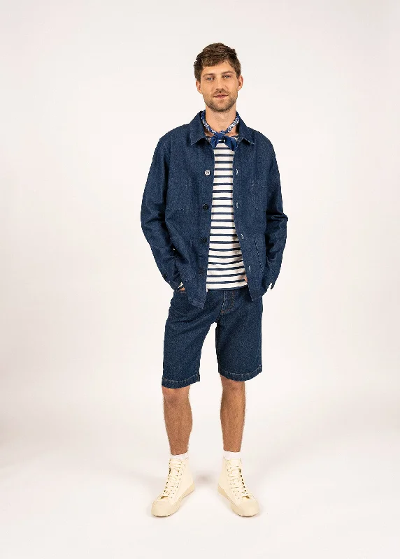 Men's Coats with Ripstop FabricSirocco fisherman's jacket - buttoned, in cotton canvas (DENIM)