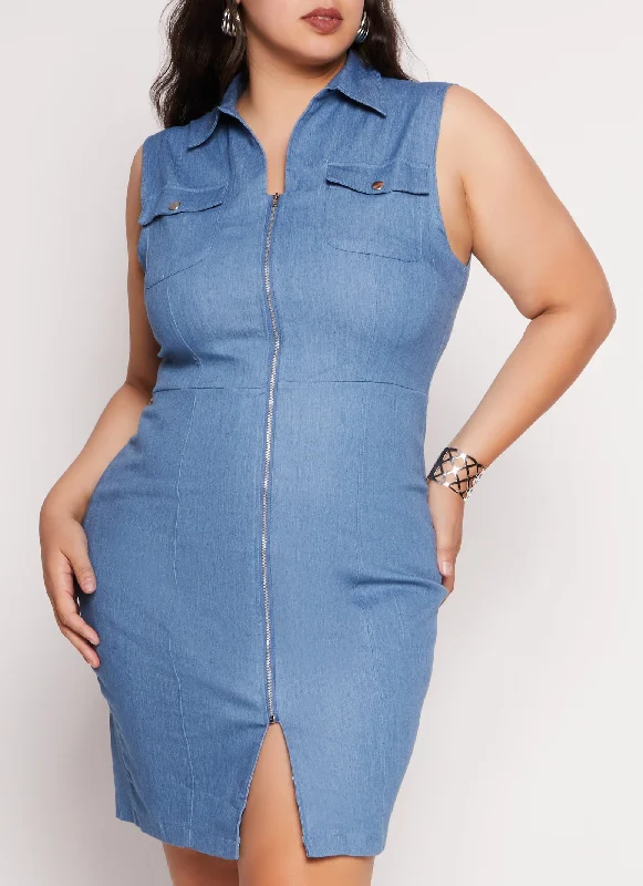 Men's Skinny Jeans with Stretch FabricPlus Size Zip Front Denim Shirt Dress