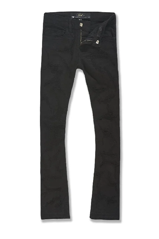 Baggy Cargo Men's JeansKids Stacked Santorini Denim (Black)
