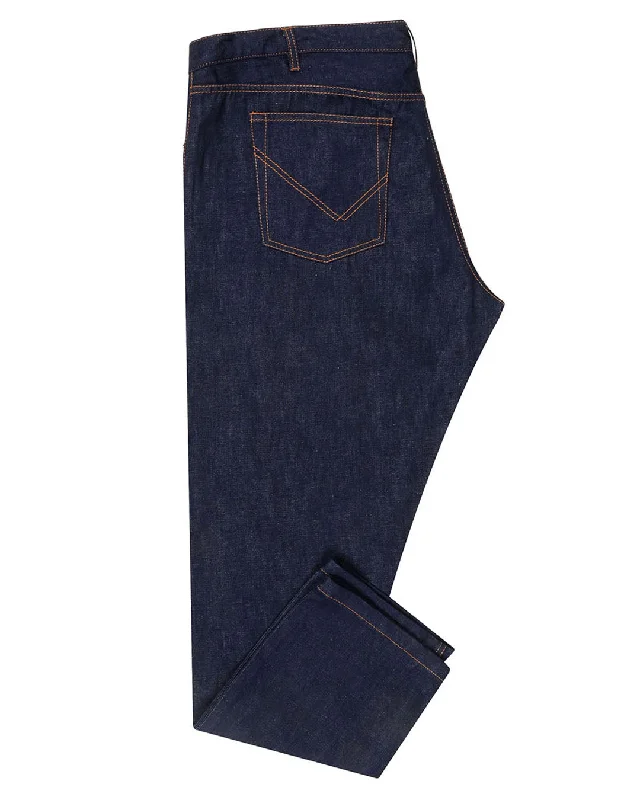 Casual Men's JeansLuxire Selvedge: Slub Linen Cotton Indigo Jeans