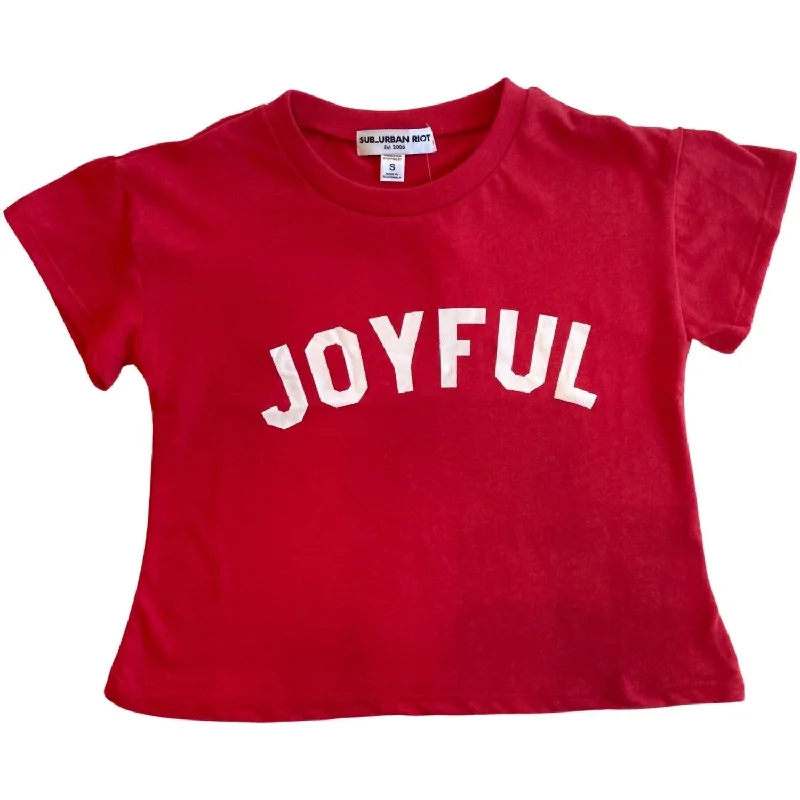 Versatile Men's Zip-Up SweatersGirl Joyful Cropped Tshirt In Red