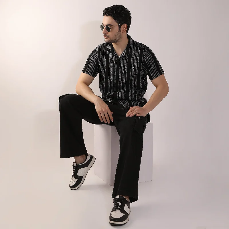 Men's Scoop Neck T-Shirts for a Relaxed FeelStriped Camp Collar Modern Smart Mood Half Sleeve Shirt Men's Scoop Neck T-Shirts for a Relaxed FeelStriped Camp Collar Modern Smart Mood Half Sleeve Shirt