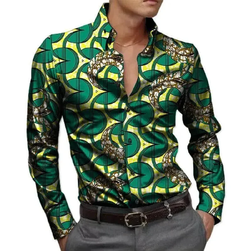 Lightweight Men's Poplin ShirtsPrinted Men's African Shirt