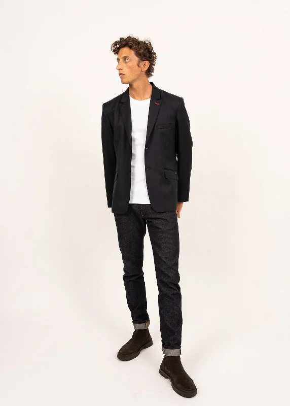 Men's Coats for BikingSt Benoit wool cloth blazer - with tone on tone elbow patches (NAVY) Men's Coats for BikingSt Benoit wool cloth blazer - with tone on tone elbow patches (NAVY)