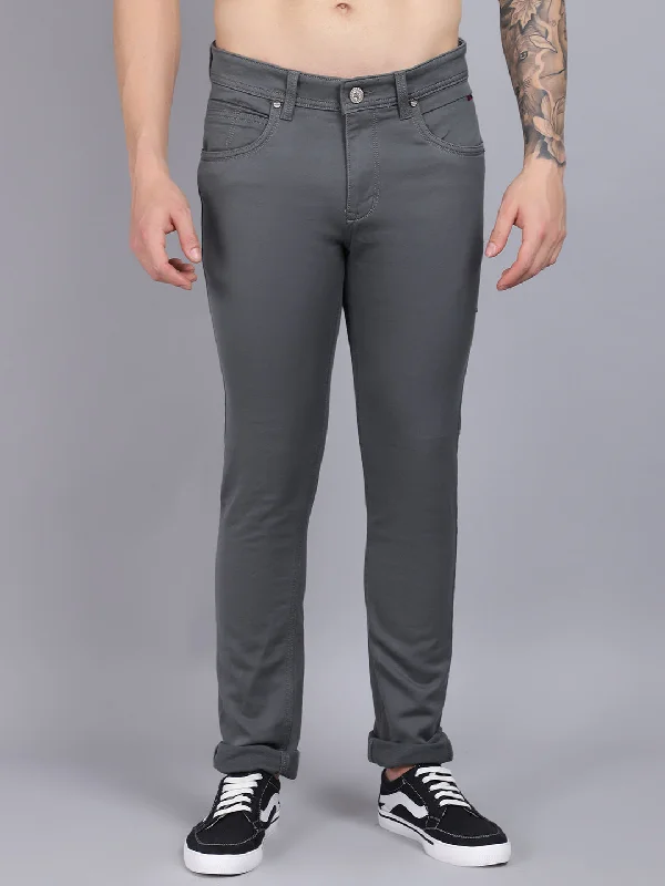 Men's Pants with Pleated FrontsMen's Casual Flat front Grey  Trousers
