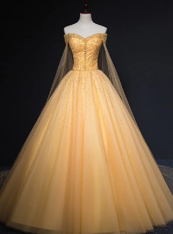 Mermaid DressAn Extra 40% Off Storewide Fashion Gold Ball Gown Tulle Off the Shoulder Beading Quinceanera Dress Mermaid DressAn Extra 40% Off Storewide Fashion Gold Ball Gown Tulle Off the Shoulder Beading Quinceanera Dress