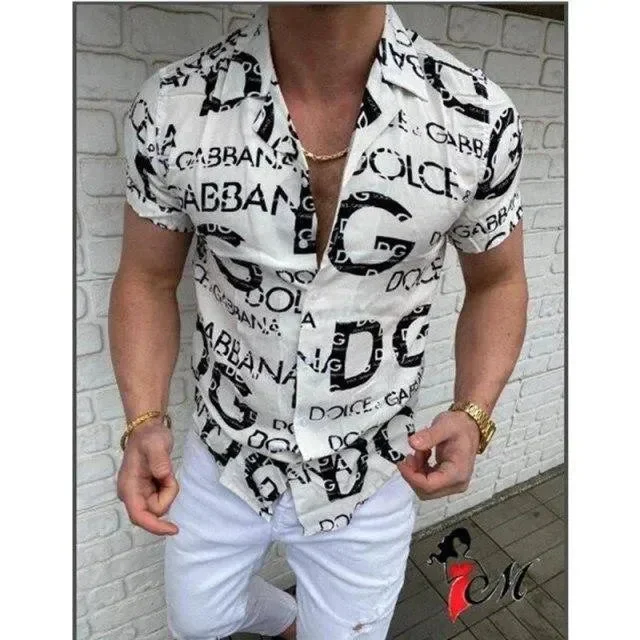 Men's Solid-Color Button-Down Shirts for VersatilityCasual Shirts For Men - Letters