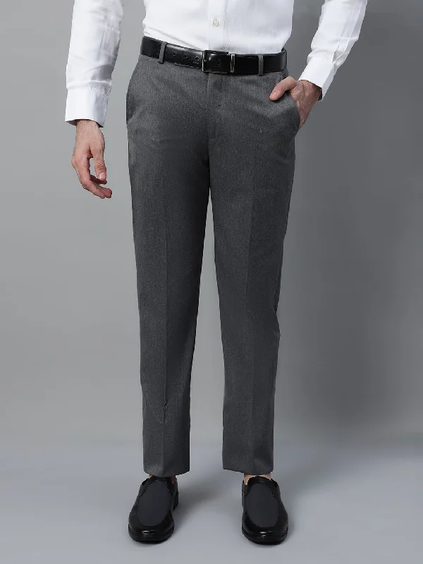 Men's Pants with Button-Down PocketsMen's Grey Solid Non-Pleated Stretchable Formal Trouser Men's Pants with Button-Down PocketsMen's Grey Solid Non-Pleated Stretchable Formal Trouser