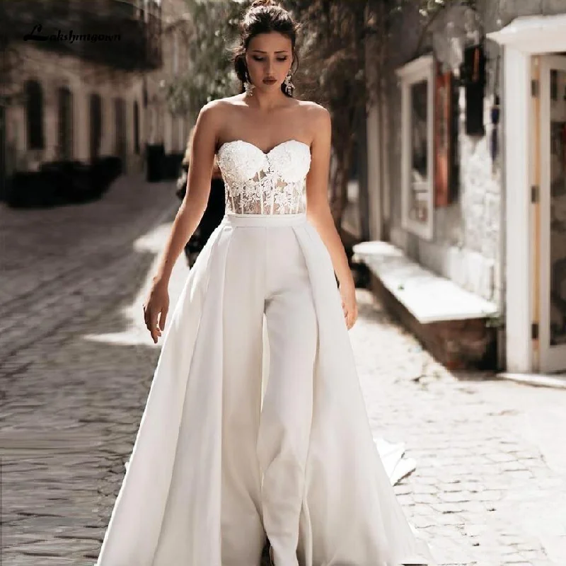 Prom DressSatin Wedding Jumpsuit Bohemian Sweetheart Off Shoulder