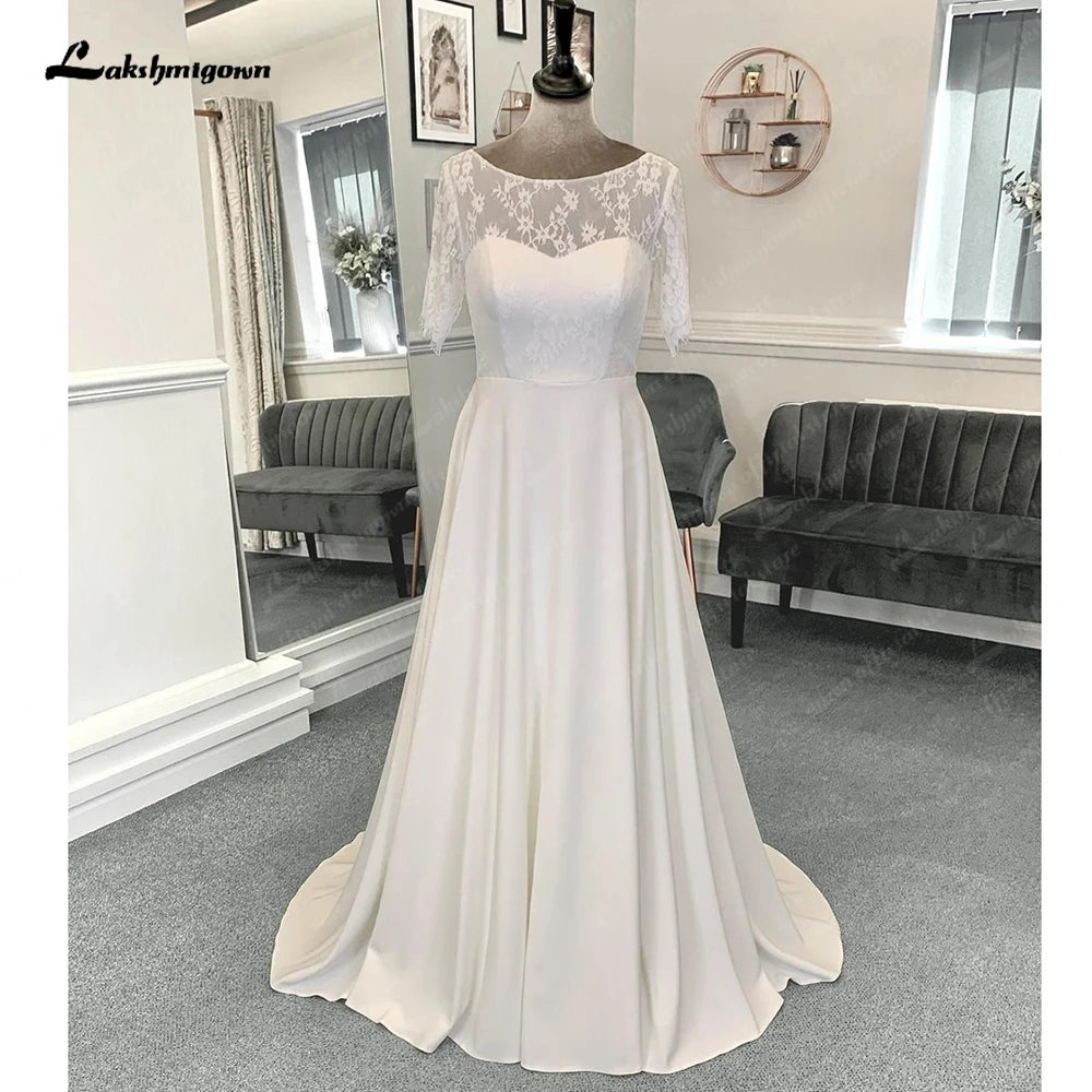 women's stylish dressesRoycebridal Half Sleeves Lace Formal Wedding Dresses Floor Length A-Line Satin With Pleats 2025 Bridal Gowns women's stylish dressesRoycebridal Half Sleeves Lace Formal Wedding Dresses Floor Length A-Line Satin With Pleats 2025 Bridal Gowns