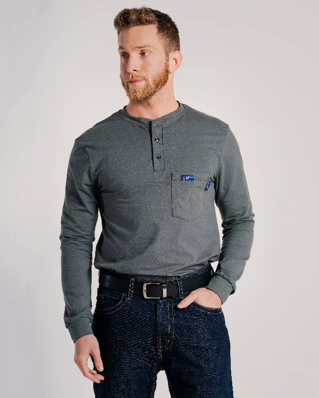 Men's Sweaters with Roll-Neck DesignsFR Henley Tees | 6oz. 93/7 Knit | Gray