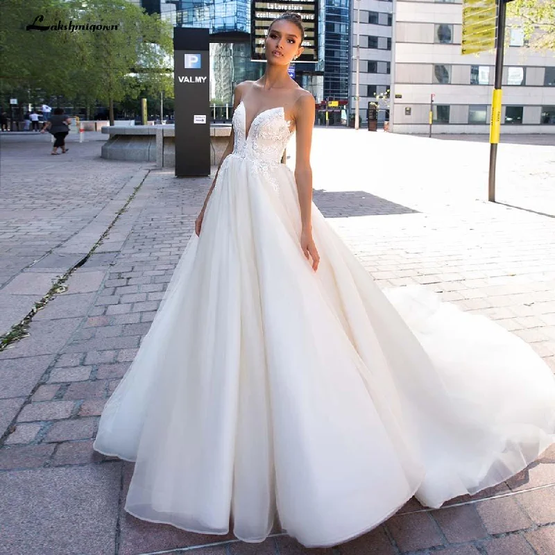 women's vacation dressesRoycebridal Illusion Scoop A Line Lace Wedding Dresses Applique