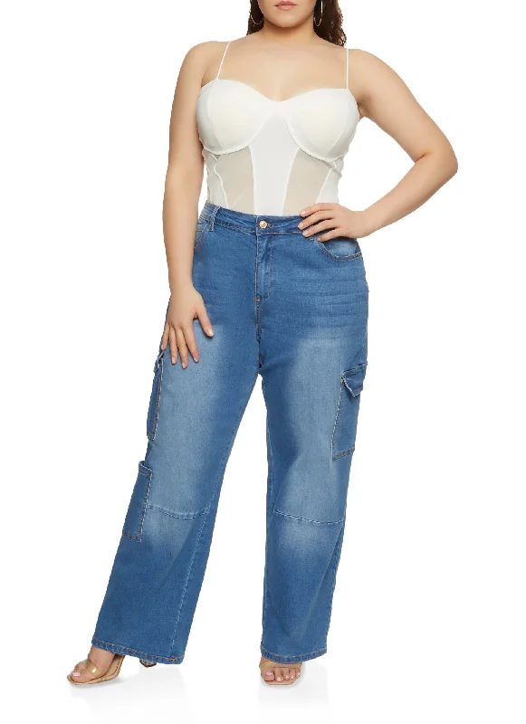 Premium Men's JeansPlus Size WAX Wide Leg Cargo Jeans