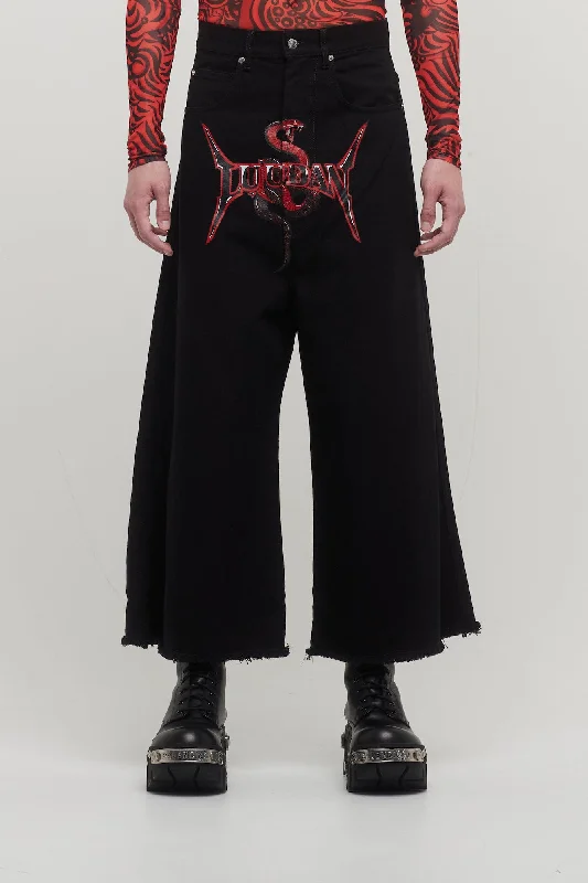 Men's Pants with Deep PocketsLu'u Dan Logo Wide Cropped Jeans