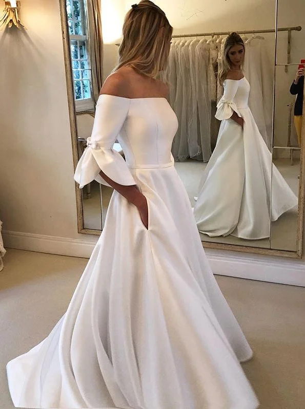 Party DressPrincess Off Shoulder Flare Sleeves Vintage Wedding Dresses OW661