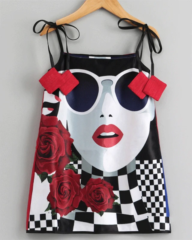 women's shift dressesPre-Order: Stylish & Fashionable Girls party dress with Girl & Sunglasses print -Multicolor women's shift dressesPre-Order: Stylish & Fashionable Girls party dress with Girl & Sunglasses print -Multicolor