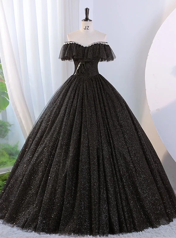 women's off-the-shoulder dressesBlack Tulle Sequins Beading Off the Shoulder Quinceanera Dress women's off-the-shoulder dressesBlack Tulle Sequins Beading Off the Shoulder Quinceanera Dress