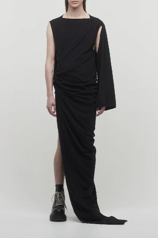 Men's Pants with SuspendersRick Owens DRKSHDW Edfu Gown in Black Jersey