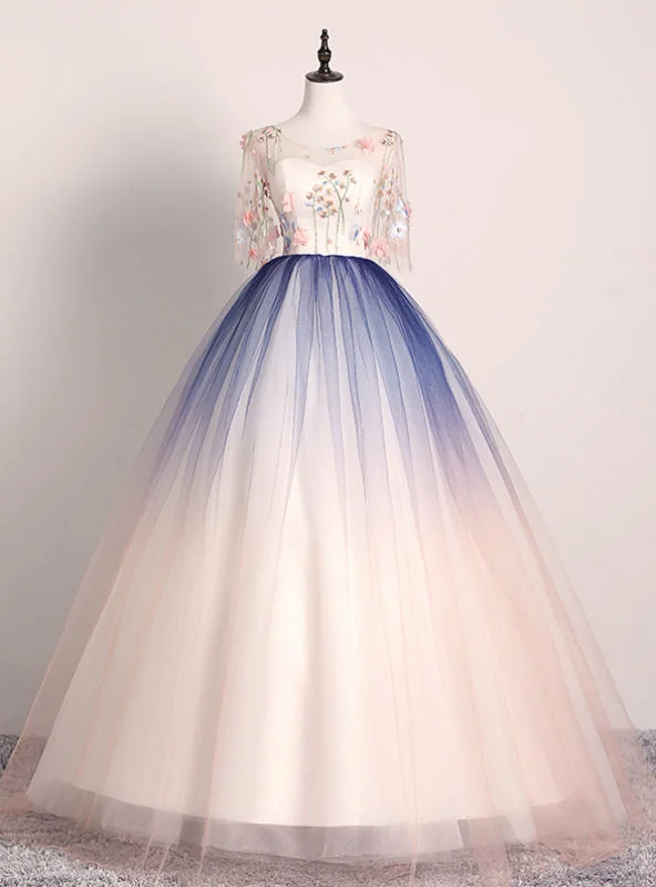 High-Neck DressBest For You Pink Blue Ball Gown Tulle Embroidery Short Sleeve Quinceanera Dress High-Neck DressBest For You Pink Blue Ball Gown Tulle Embroidery Short Sleeve Quinceanera Dress