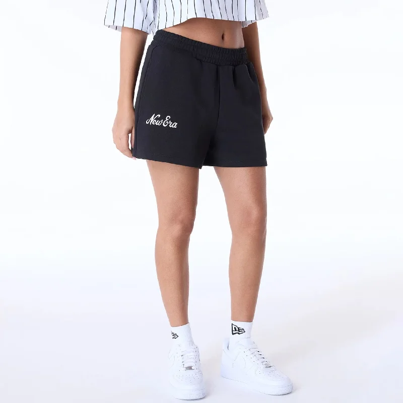 Men's Patterned Pants with Animal PrintsWomens New Era Script Black Shorts