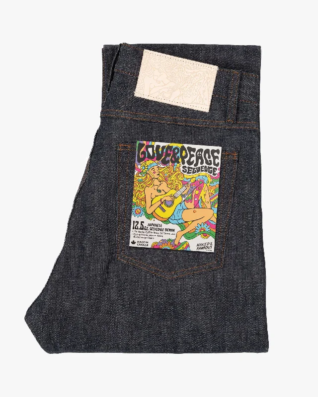 Affordable Designer Men's JeansNaked & Famous Denim True Guy Regular Straight Mens Jeans - Love & Peace Selvedge