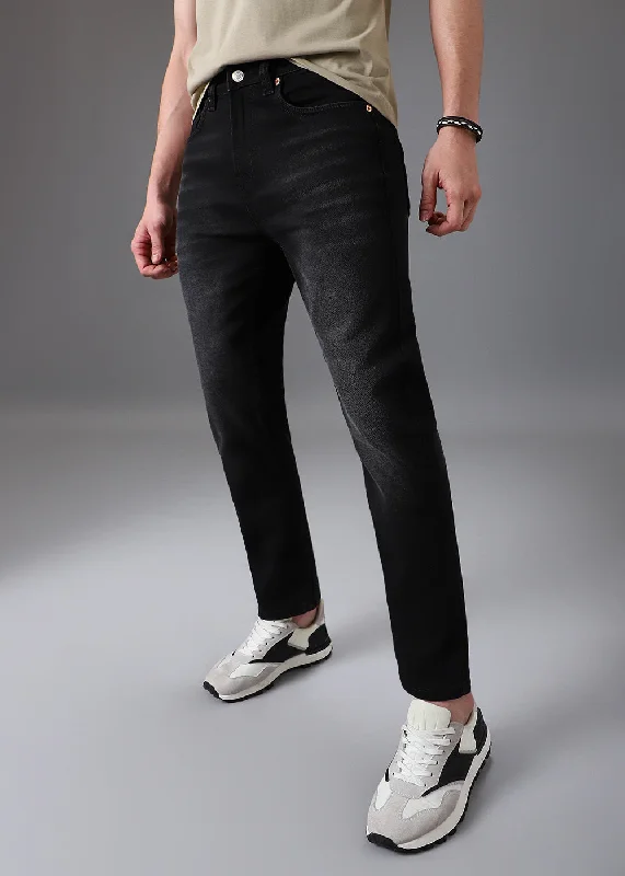Elegant Straight-Leg Men's JeansLight Fade Grey Slim Fit Denim