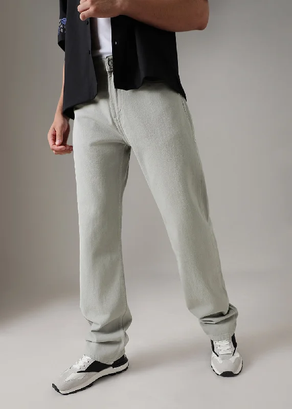 Fashionable Men's JeansGrey Straight Fit Denim