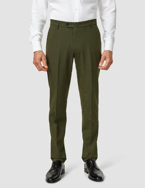 Men's Pants with UV ProtectionEssential Suit Pants Regular Moss Green Pinstripe