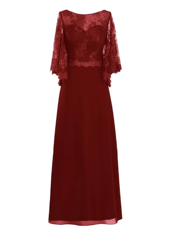 Beaded DressBest Floor-Length Scoop Neck Lace Chiffon Mother of the Bride Dress