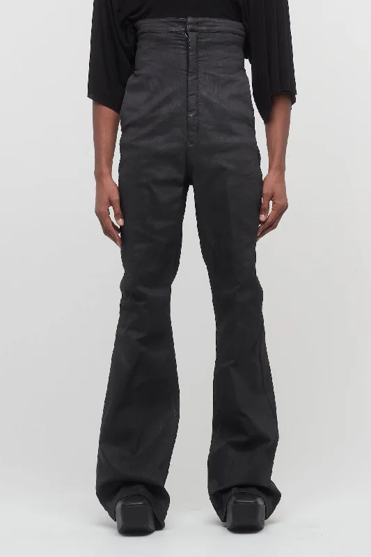 Men's Pants with Contrast WaistbandsRick Owens Dirt Bolan in Black Wax