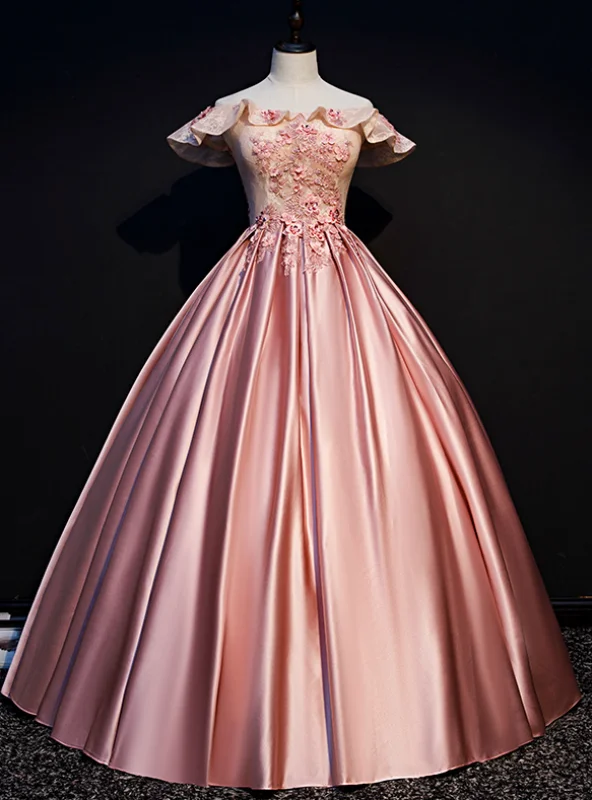 Peter Pan Collar DressBest For You Pink Ball Gown Satin Off the Shoulder Appliques Beading Quinceanera Dress Peter Pan Collar DressBest For You Pink Ball Gown Satin Off the Shoulder Appliques Beading Quinceanera Dress