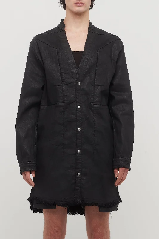 Breathable Men's Athletic ShortsRick Owens Jumbo Outershirt in Black Wax