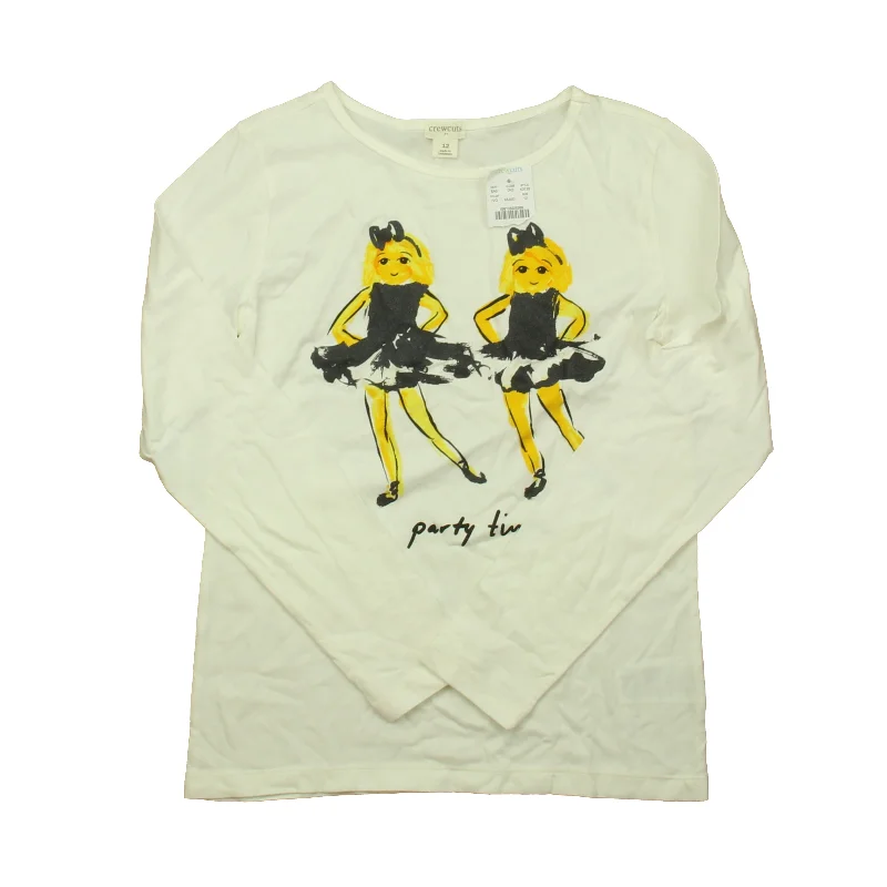 Solid-Colored Men's SweatersCrewcuts Girls White "Party Time" Long Sleeve T-Shirt