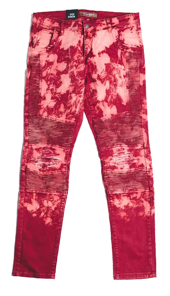 High-Quality Ripped Men's JeansJORDAN BIKER DENIM (DISTRESSED RED)