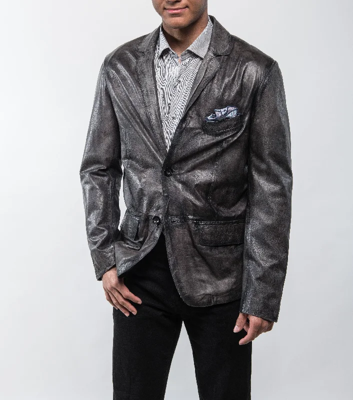 Men's Coats Made in ItalyJoshua Lambskin Leather Jacket- Charcoal