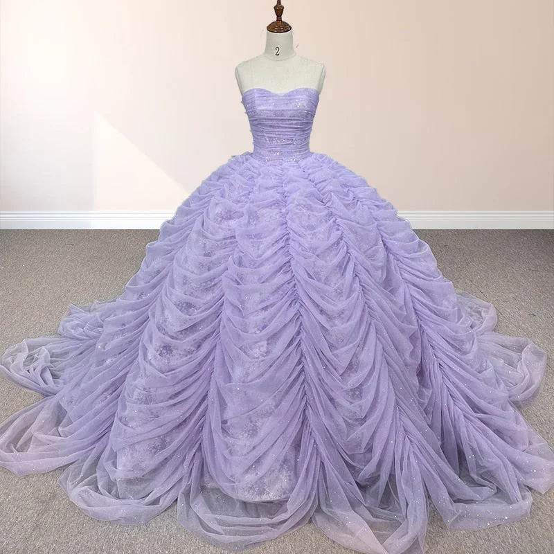 women's unique dressesOrganza Ball Gown Sweetheart Lavender Pleats Party Dress