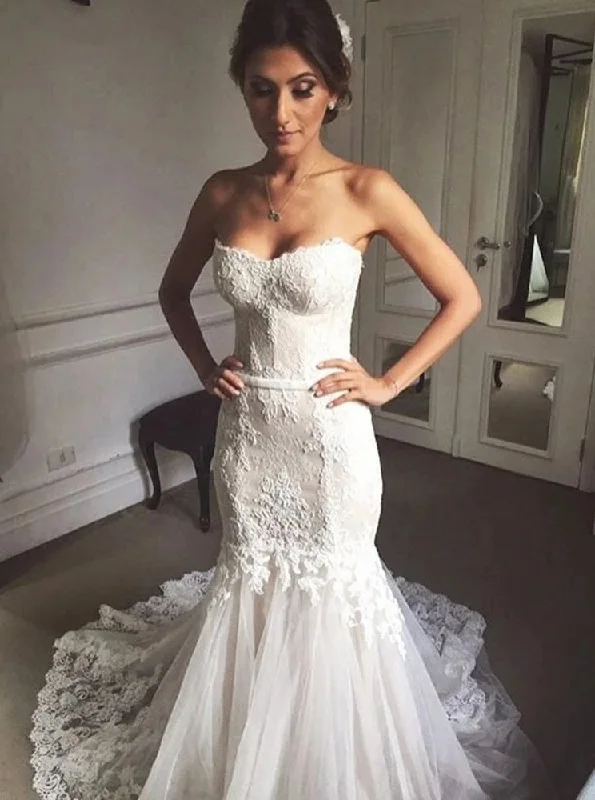 women's fair-trade dressesSweetheart Mermaid Tulle Wedding Dresses Lace Appliques Bridal Gown OW695 women's fair-trade dressesSweetheart Mermaid Tulle Wedding Dresses Lace Appliques Bridal Gown OW695