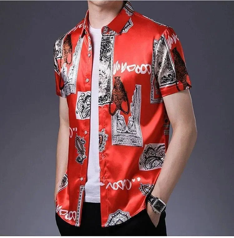 Men's V-Neck T-Shirts for a Flattering ShapeLee Roth Vintage Silk Shirt For Men