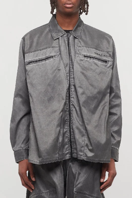 Men's Chino Shorts for Warm WeatherY/Project Pop Up Overshirt in Washed Black