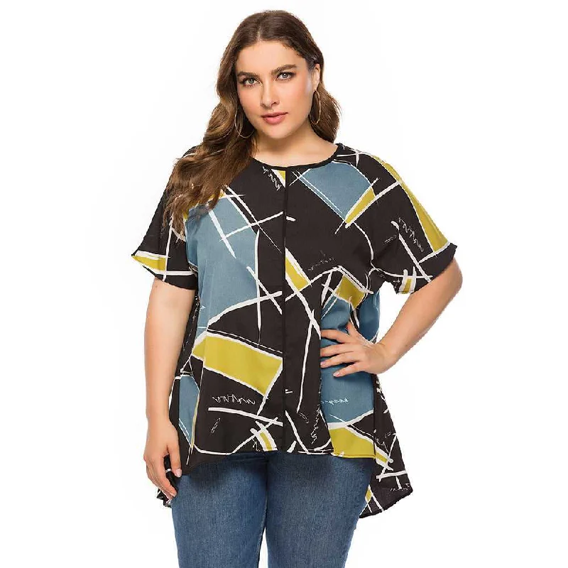 Men's Sweaters with Button CuffsKittenAlarm - Large Size Women's Loose Geometric Print Short Sleeves T-shirt Men's Sweaters with Button CuffsKittenAlarm - Large Size Women's Loose Geometric Print Short Sleeves T-shirt