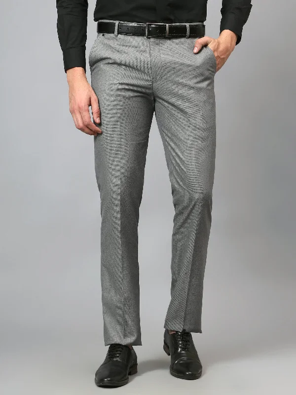 Men's Pants with Stain-Resistant TreatmentMen's Formal Flat front Grey  Trousers