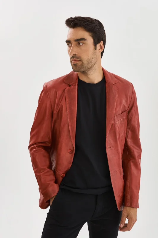 Men's Coats with HoodsJoshua Lambskin Leather Jacket- Red