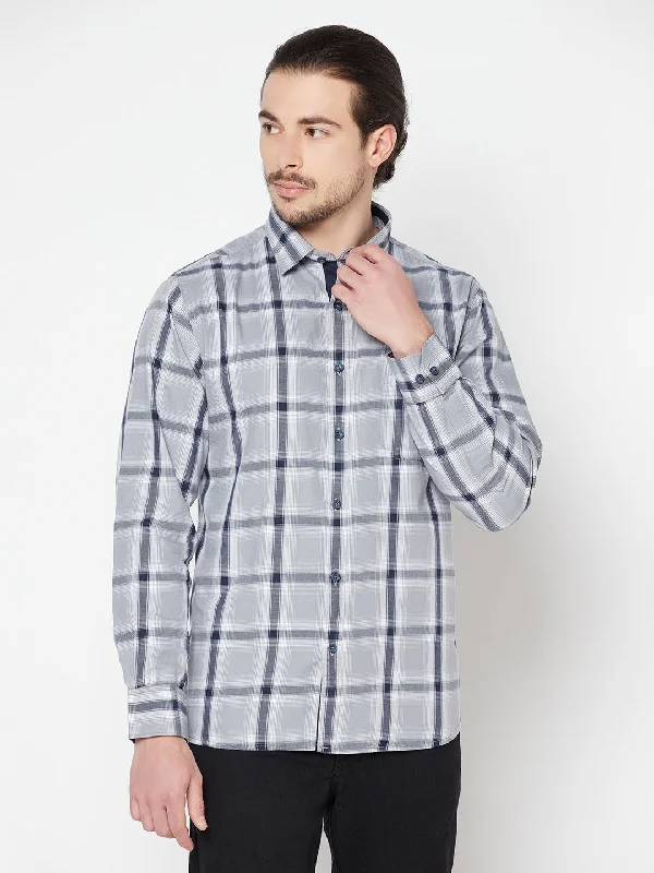 Men's Long-Sleeve Shirts for Year-Round WearMen's Grey Casual Big Checks Full Sleeve Shirt Men's Long-Sleeve Shirts for Year-Round WearMen's Grey Casual Big Checks Full Sleeve Shirt