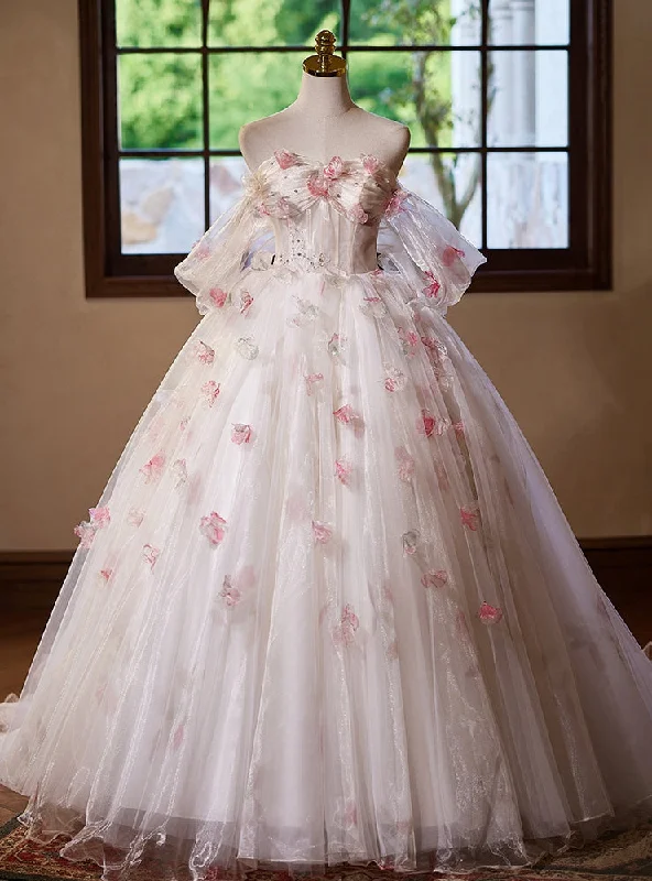Animal Print DressBall Gown Tulle 3D Flower Off the Shoulder Quinceanera Dress