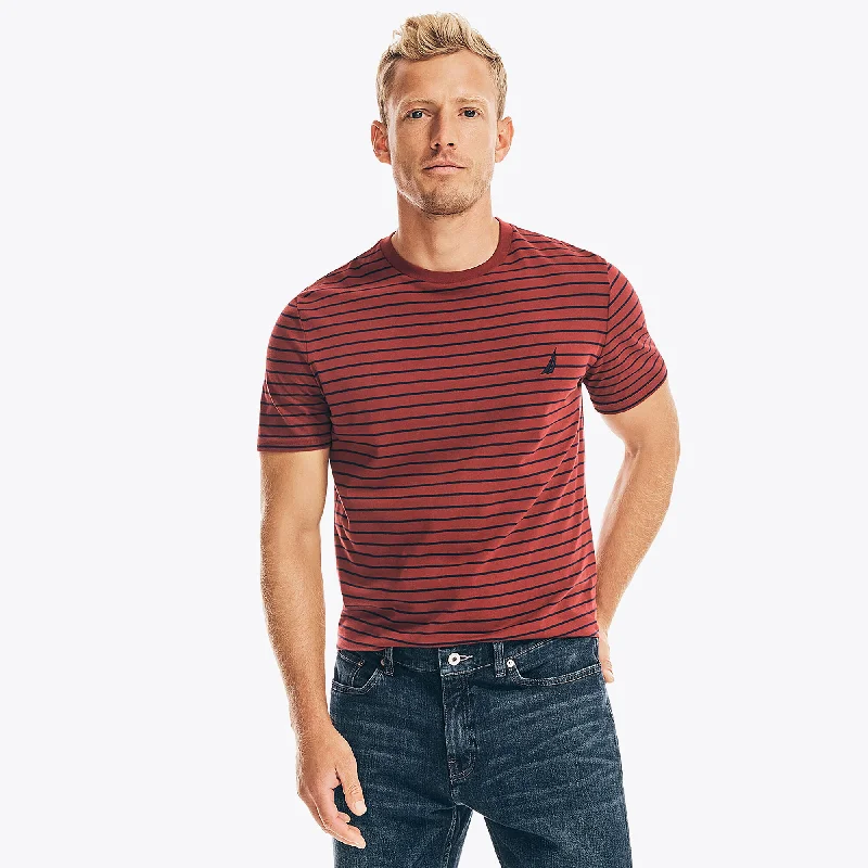Men's Sweaters with Tapered ShapesNautica Mens Striped Crewneck T-Shirt