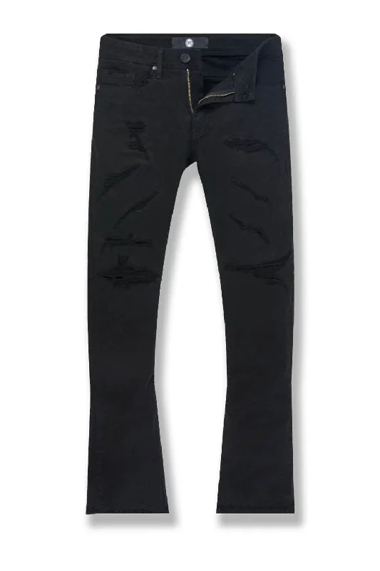 Men's Jeans with Fashionable RipsBig Men's Stacked Santiago Denim (Black)