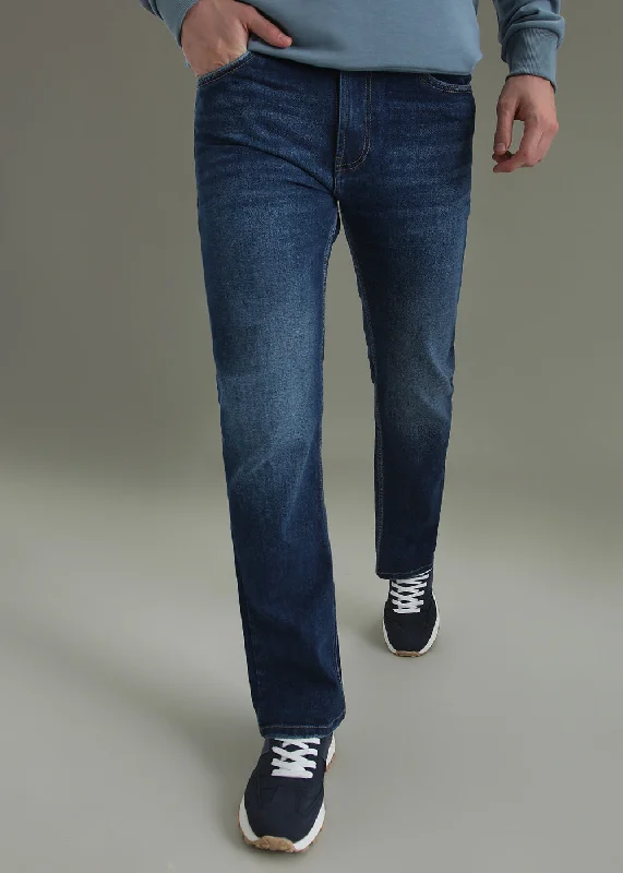 High-Quality Men's JeansNavy Blue Straight Fit Denim