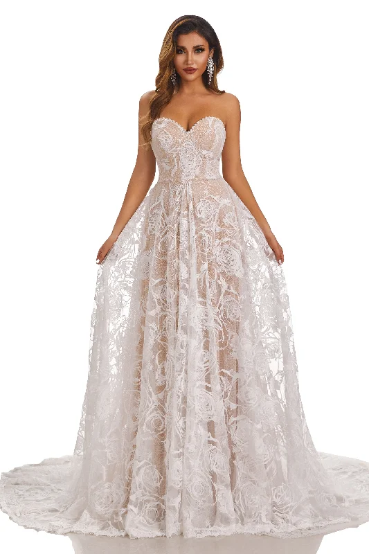 women's apple-shaped body dressesA-Line Long Sweetheart Sleeveless Lace Up Wedding Dress With Lace Appliques women's apple-shaped body dressesA-Line Long Sweetheart Sleeveless Lace Up Wedding Dress With Lace Appliques